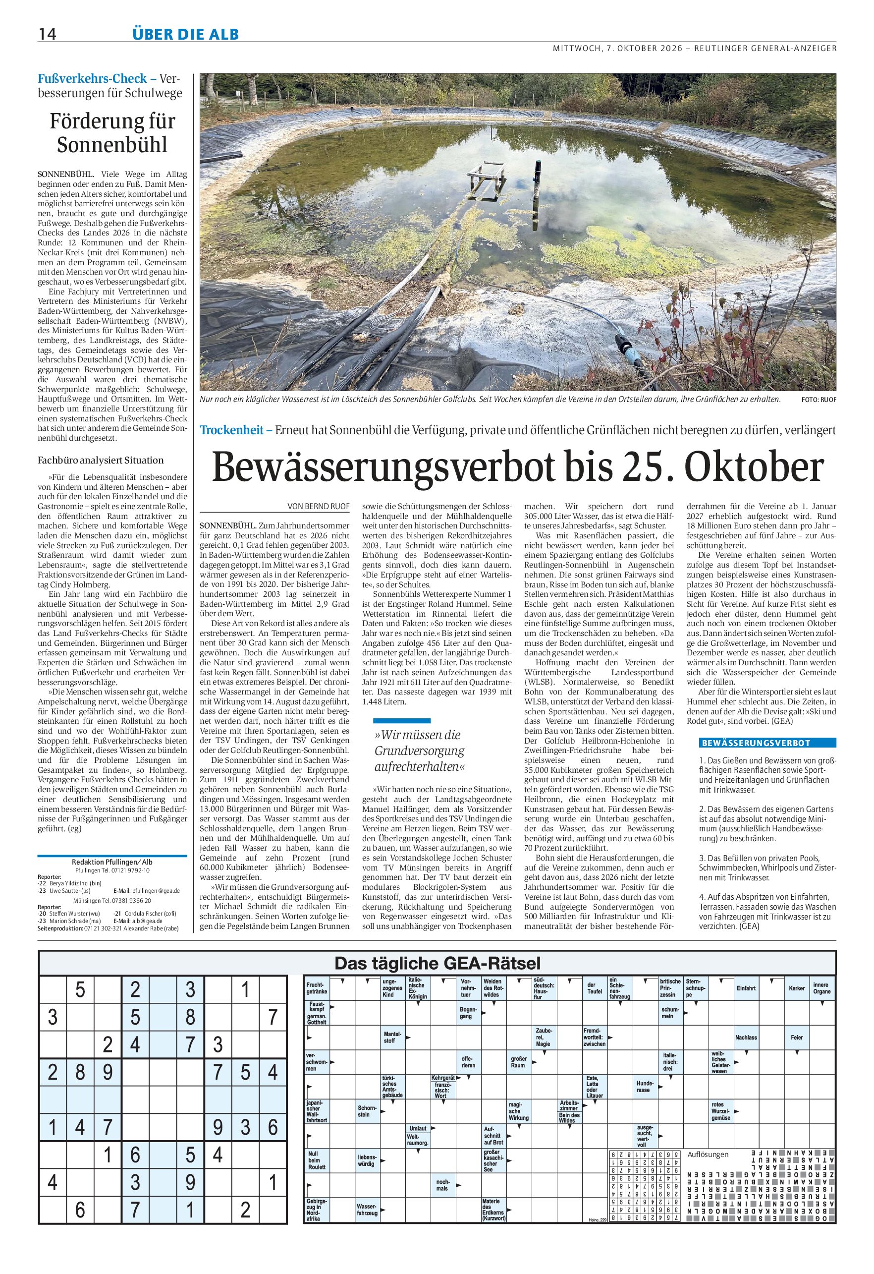GEA-Bericht Bewässerungsverbot