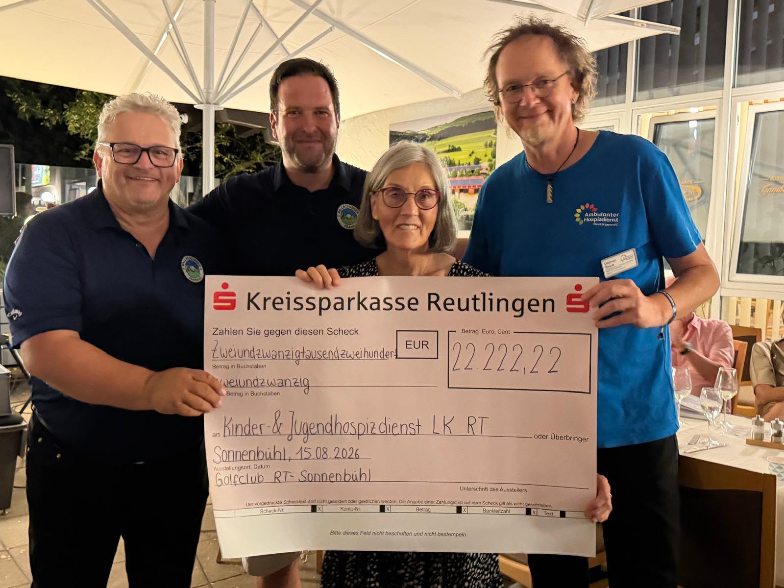 3. Charity-Cup erzielt die Rekordsumme von 25 000 Euro für den ambulanten Kinder- und Jugendhospizdienst im Landkreis Reutlingen